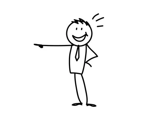 The man laughs and points his finger. Sketch. Vector. Stock Illustration