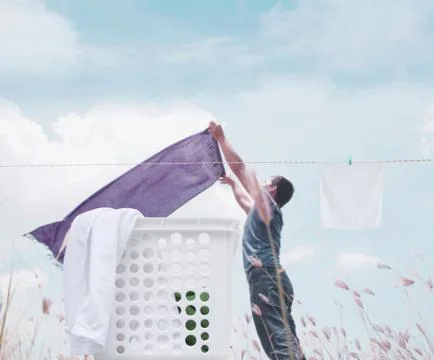 Man With Laundry Background Concept Stock Illustration