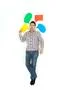 The man lay and gesture near the dialog signs. View from above Photo