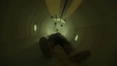 Man in laying on the back in the altitude camera, m/s 動画素材 75982330