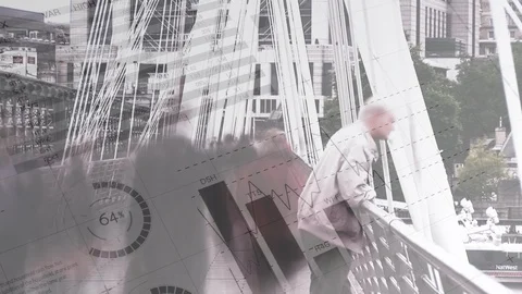 Man leaning on a bridge rail Stock Footage 108561672