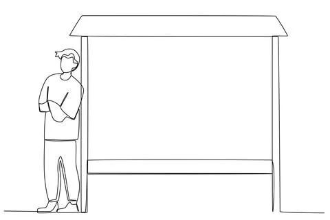 A man leaning on a bus stop Stock Illustration