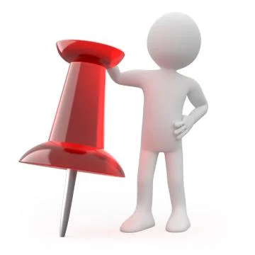 Man leaning on a huge red pushpin Stock Illustration