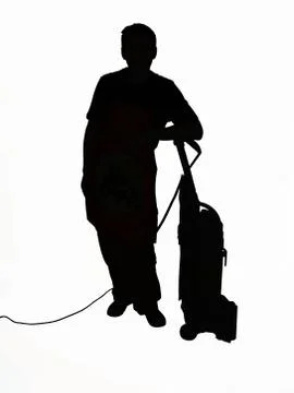 Man leaning on vacuum Stock Illustration