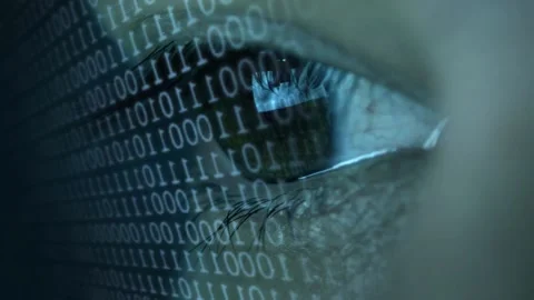 Man learning binary code with futuristic hologram Stock Footage 101784184