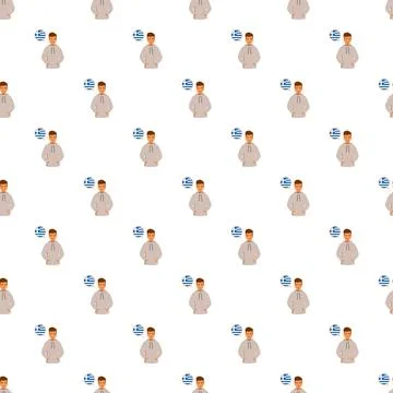 Man learning greek language speech bubble pattern Stock Illustration