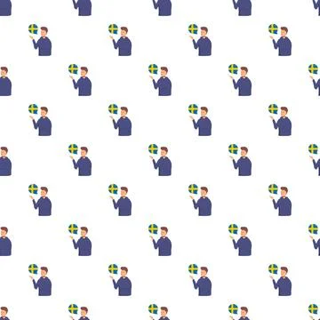 Man learning swedish language seamless pattern Stock Illustration