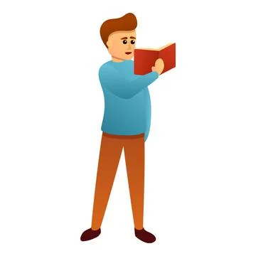 Man learning time icon, cartoon style Stock Illustration