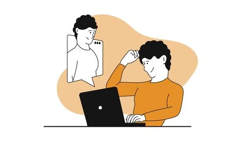 Man learning vector concept illustration. Online education and student stud.. Stock Illustration