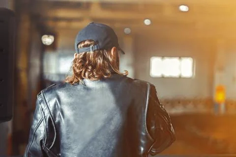 Man in leather jacket 库存照片