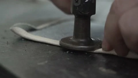 Man Leatherworking with Hammer and Hands, 4K 스톡 동영상 138182735