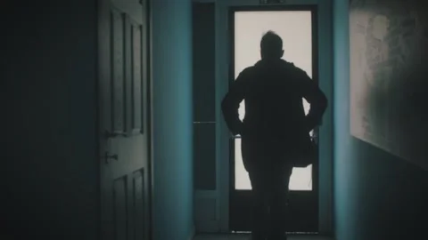 Man Leaving Building Hesitantly Stock Footage 199665229