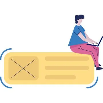 Man leaving comment icon character with laptop 库存插图