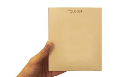 Man left hand with paper box. Foto stock