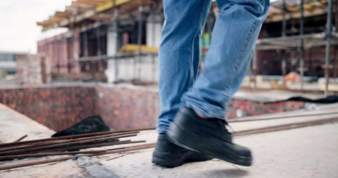 Man, legs and walk on construction site with inspection, civil engineering Stock Footage 337036932