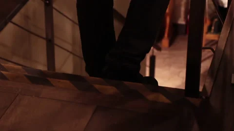 Man Legs stepping down stairs Stock Footage 270332857
