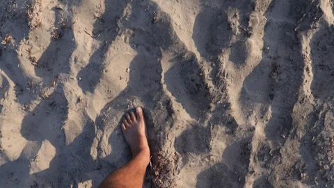 Man Legs Walking Sand Beach Seaside Sinai Egypt Stock Footage 117009042