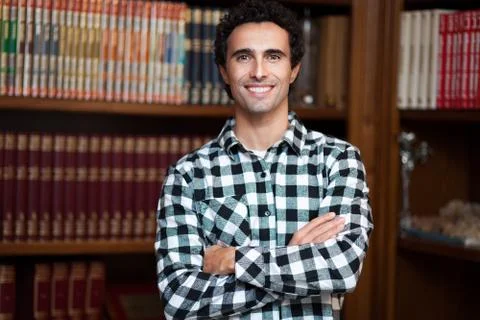 Man in a library Stock Photos