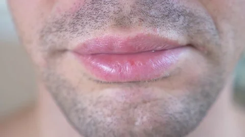 Man Licking His Lips Close up, 4k, slow motion Stock-Footage 83847167