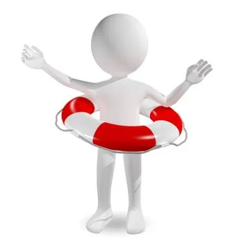 Man with a life ring Stock Illustration