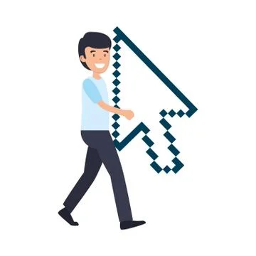Man lifitng arrow mouse pointer Stockillustratie