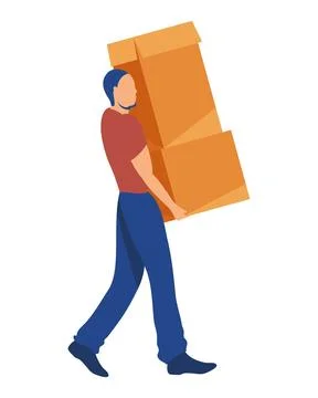 Man lifting boxes carton Stockillustratie