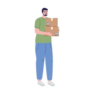Man lifting boxes Stock Illustration