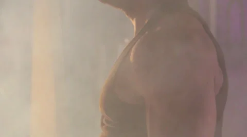 Man Lifting Chains Working Out Stock Footage 32398977