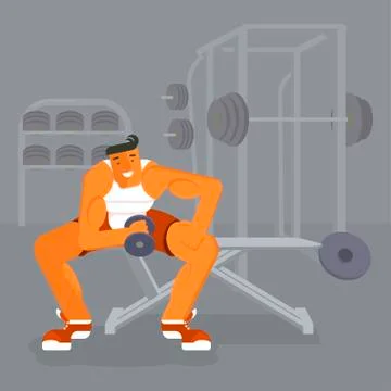Man lifting dumbbell Stock Illustration