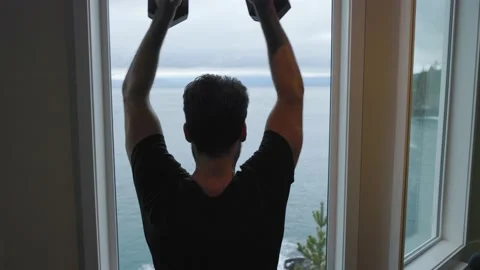 Man lifting dumbbells at the gym, working out, incline press, arm curls 스톡 동영상 230199478