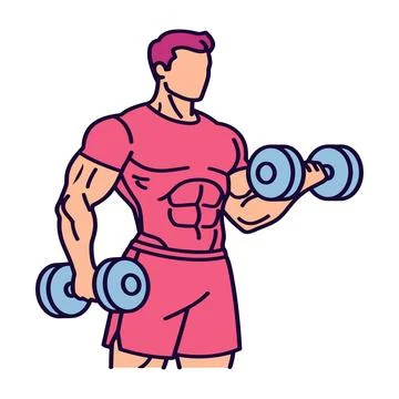 Man lifting dumbbells vector illustration Illustrazione stock