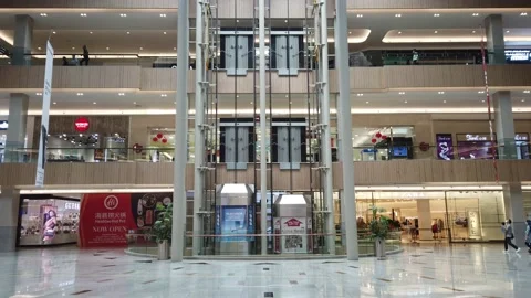Man lifting up by the elevator with his electronic device. Man in the elevator Stock Footage 146932863