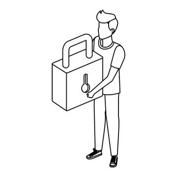 Man lifting safe secure padlock Stock-Illustration
