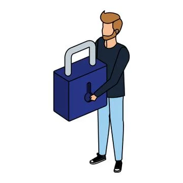 Man lifting safe secure padlock Stock-Illustration
