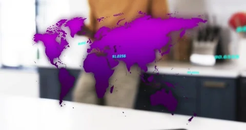 Man lifting smartphone and tapping to explore animated data visualization above Stock Footage 319678800