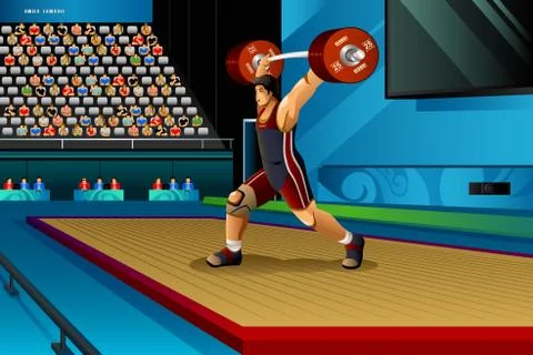 Man Lifting Weight in the Competition Stock Illustration