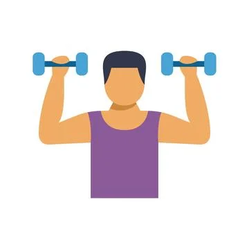 Man lifting weights, exercising with dumbbells, fitness and health Stock Illustration