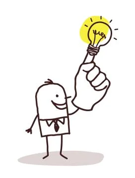 Man with light bulb on finger Stock Illustration