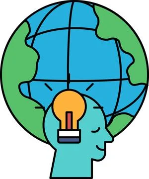 A man with a light bulb on his head Stock Illustration