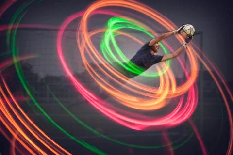 Man In Light Circles Stock Photos