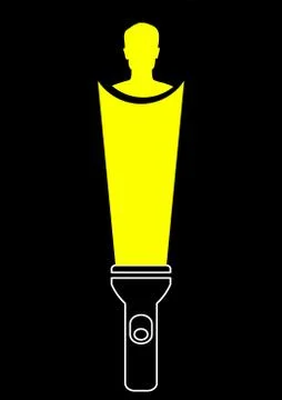 A man in the light of a pocket flashlight. Stock Illustration