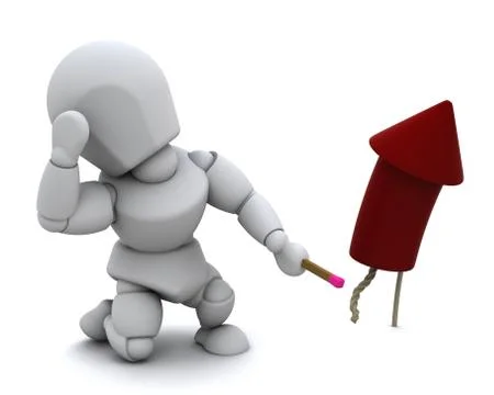 Man lighting a firework Stock Illustration