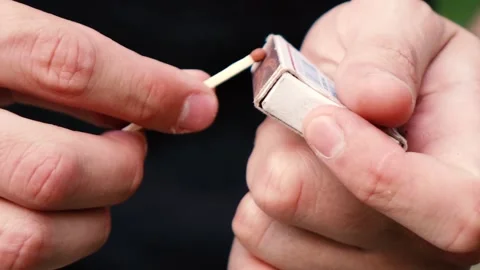 Man lights one match and it burns Video stock 137322706