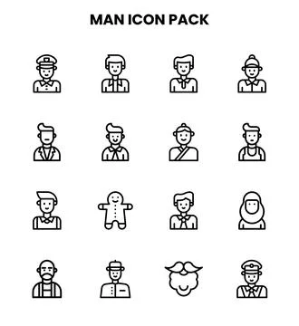 Man Line Collection Icons Pack Stock Illustration