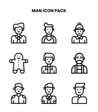 Man Line Icons Pack Stock Illustration