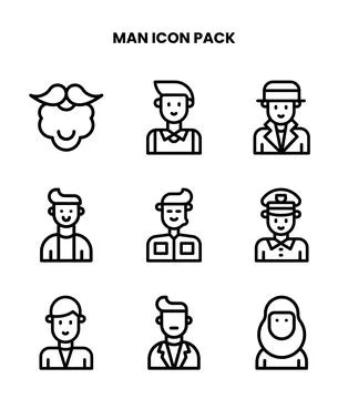 Man Line Scalable Icons Pack Stock Illustration