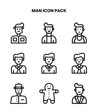 Man Line Scalable Icons Pack Stock Illustration