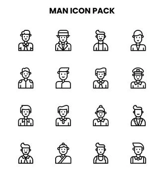 Man Line Vector Icons Pack Stock Illustration
