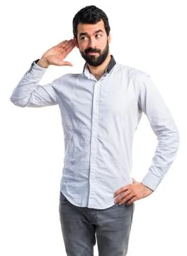 Man listening something Stock Photos