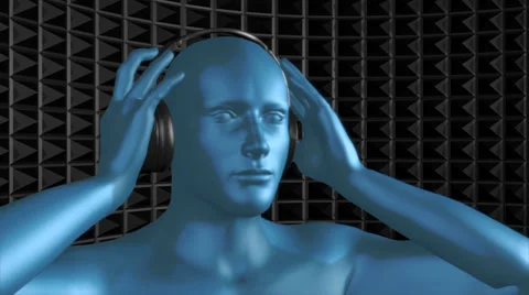 Man listens music, loopable with alpha channel Stock Footage 30460244